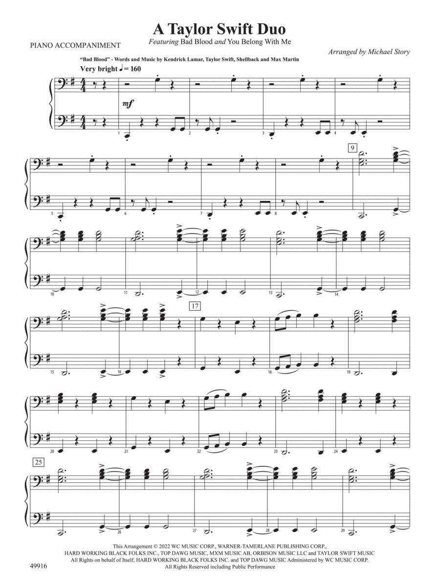 A Taylor Swift Duo: Piano Accompaniment Orchestra scores gallery preview page 1