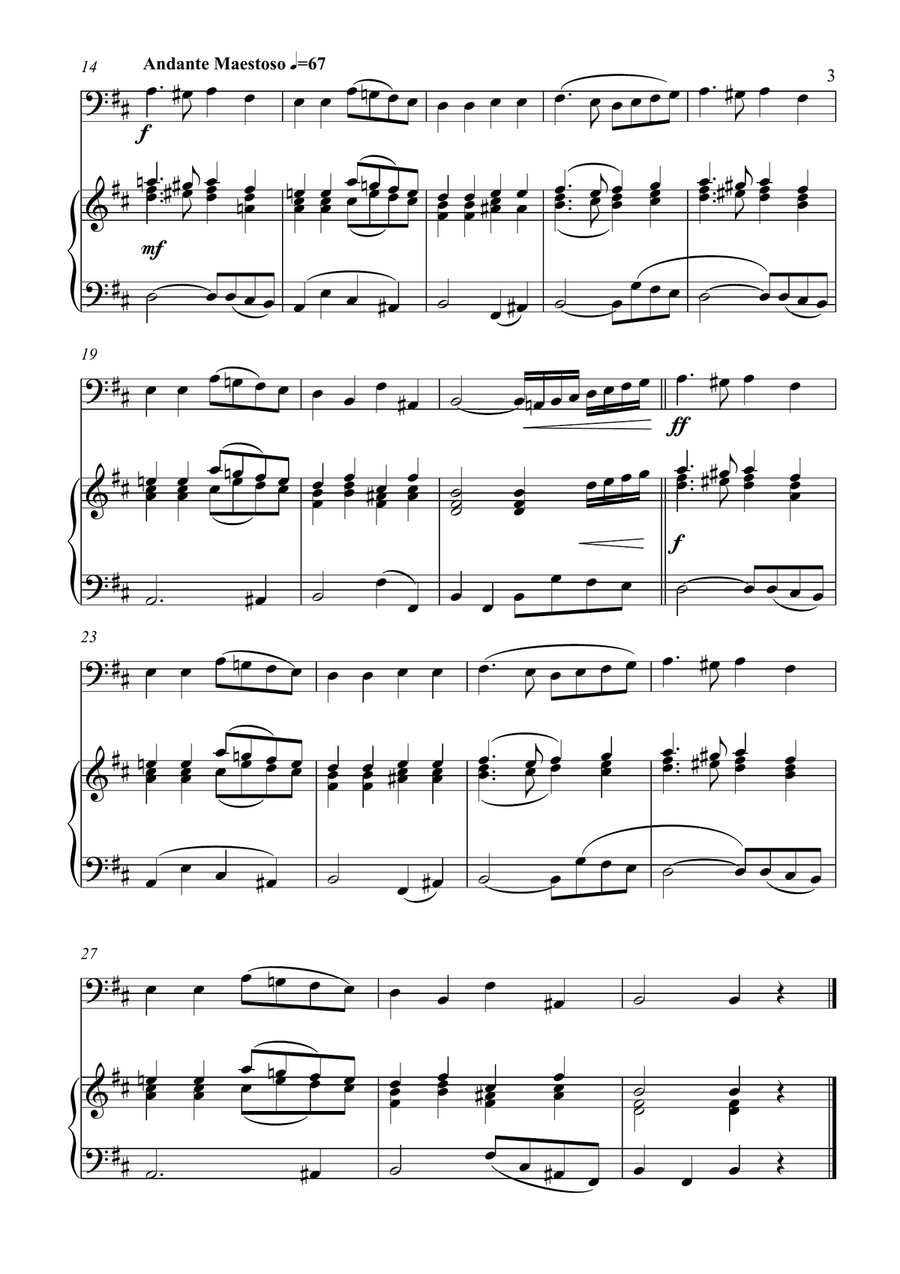 Ukrainian National Anthem for Double Bass & Piano MFAO World National Anthem Series Double Bass scores gallery preview page 3