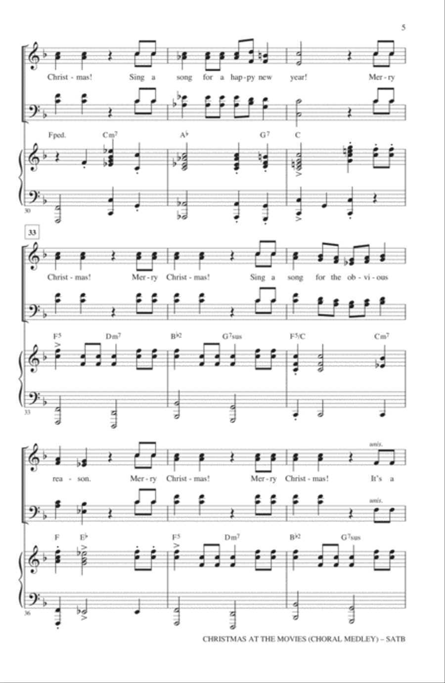 Christmas At The Movies (Choral Medley) 4-Part scores gallery preview page 4