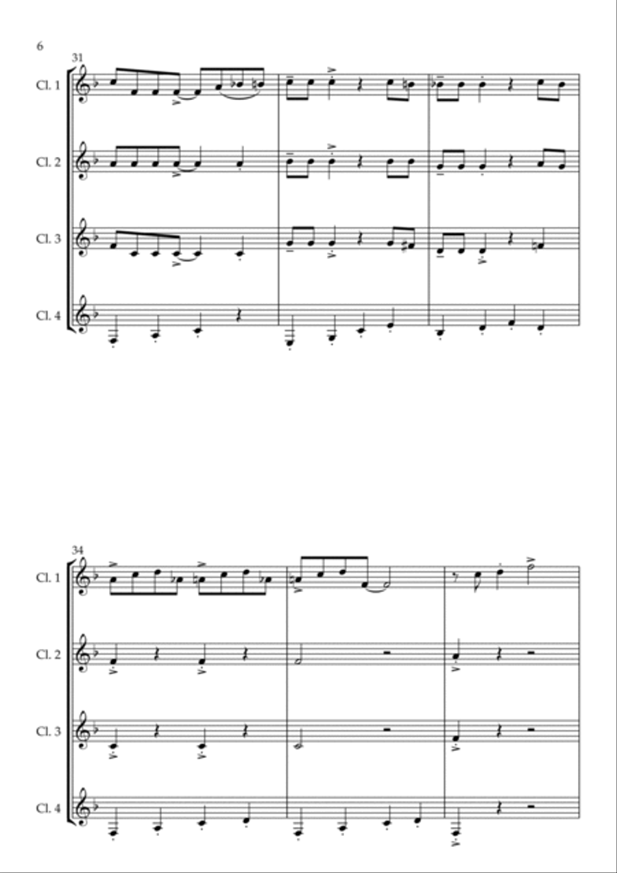 Boogie Woogie Bugle Boy Woodwind Quartet scores gallery preview page 6