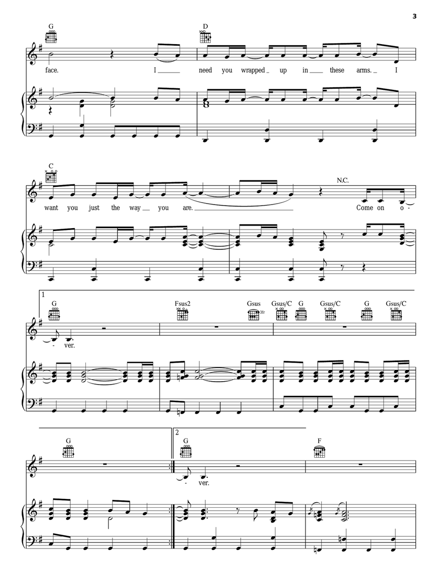 Come On Over Come On Over Piano, Vocal, Guitar scores gallery preview page 3