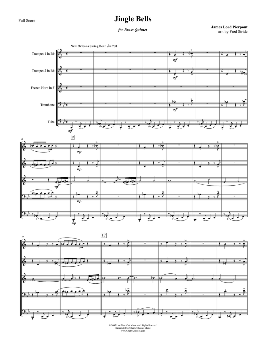 Jingle Bells Creole Style for Brass Quintet Brass Quintet scores gallery preview page 1