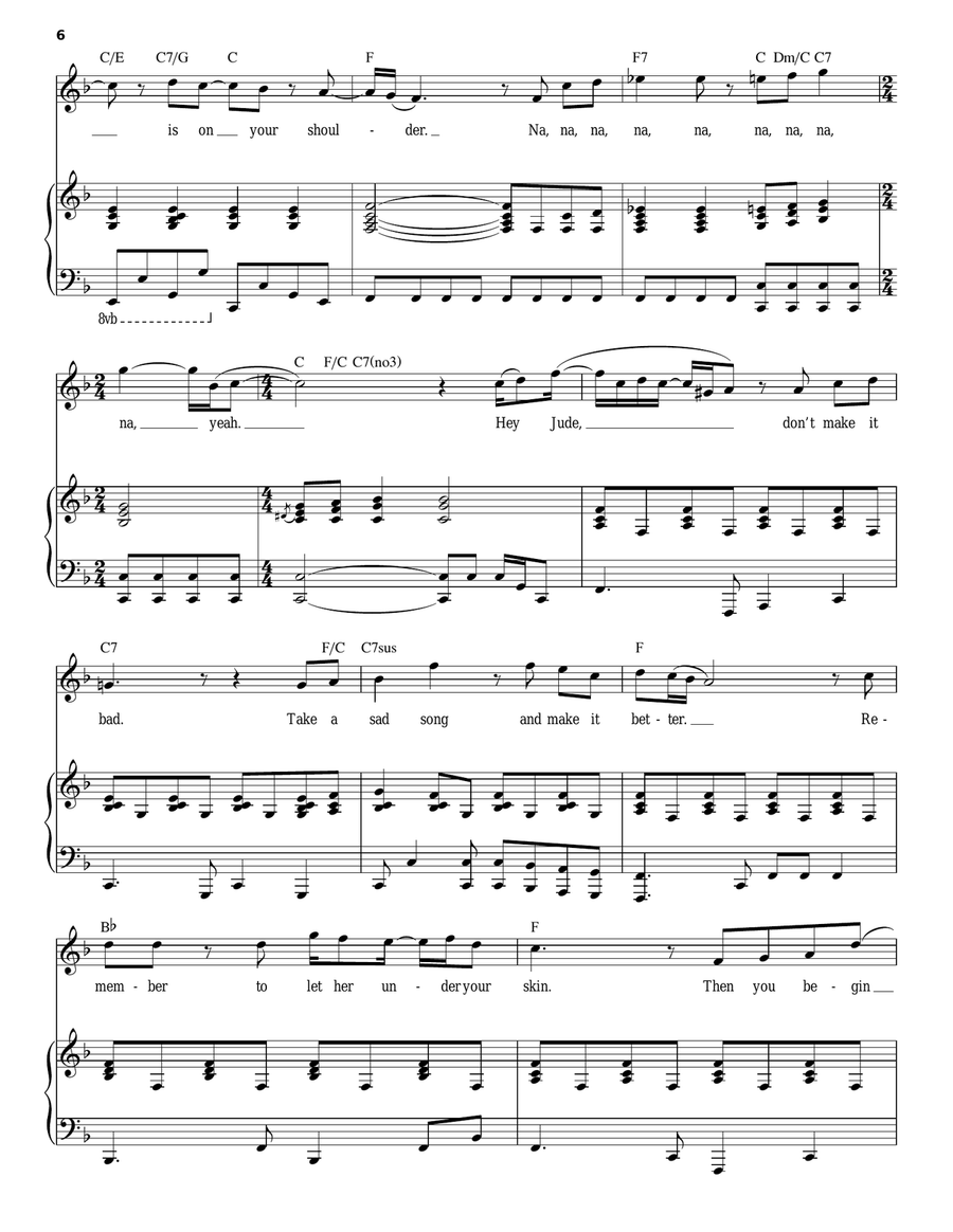 Hey Jude Piano, Vocal scores gallery preview page 6