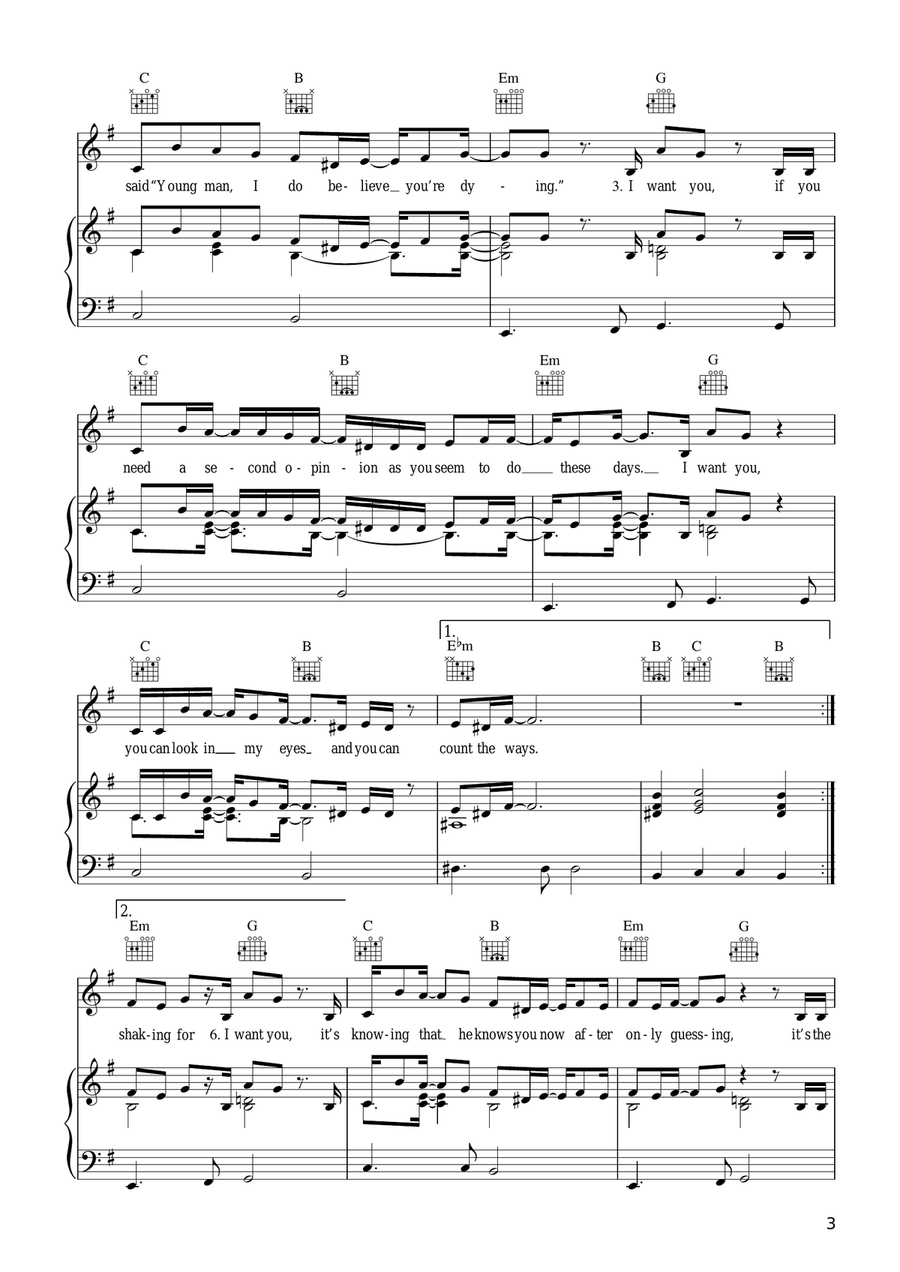 I Want You Piano, Vocal scores gallery preview page 3