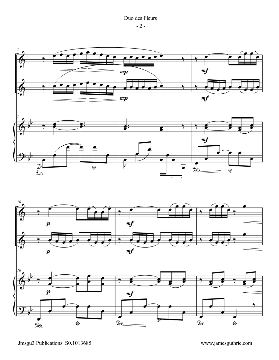 Delibes: Duo des Fleurs for Clarinet Duo & Piano Clarinet Duet scores gallery preview page 2