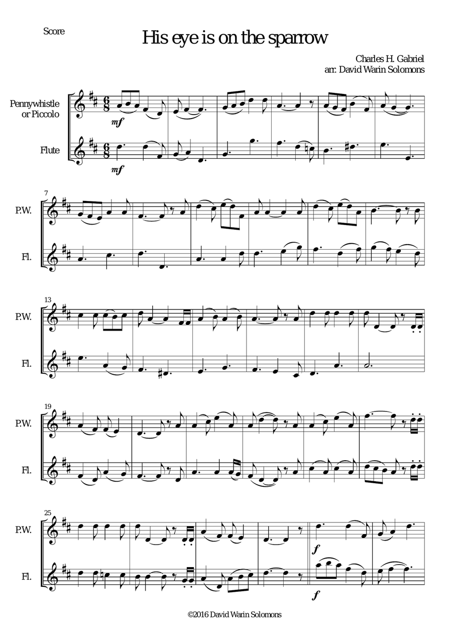 6 simple duets based on hymns, for penny whistle (or piccolo) and flute image number null