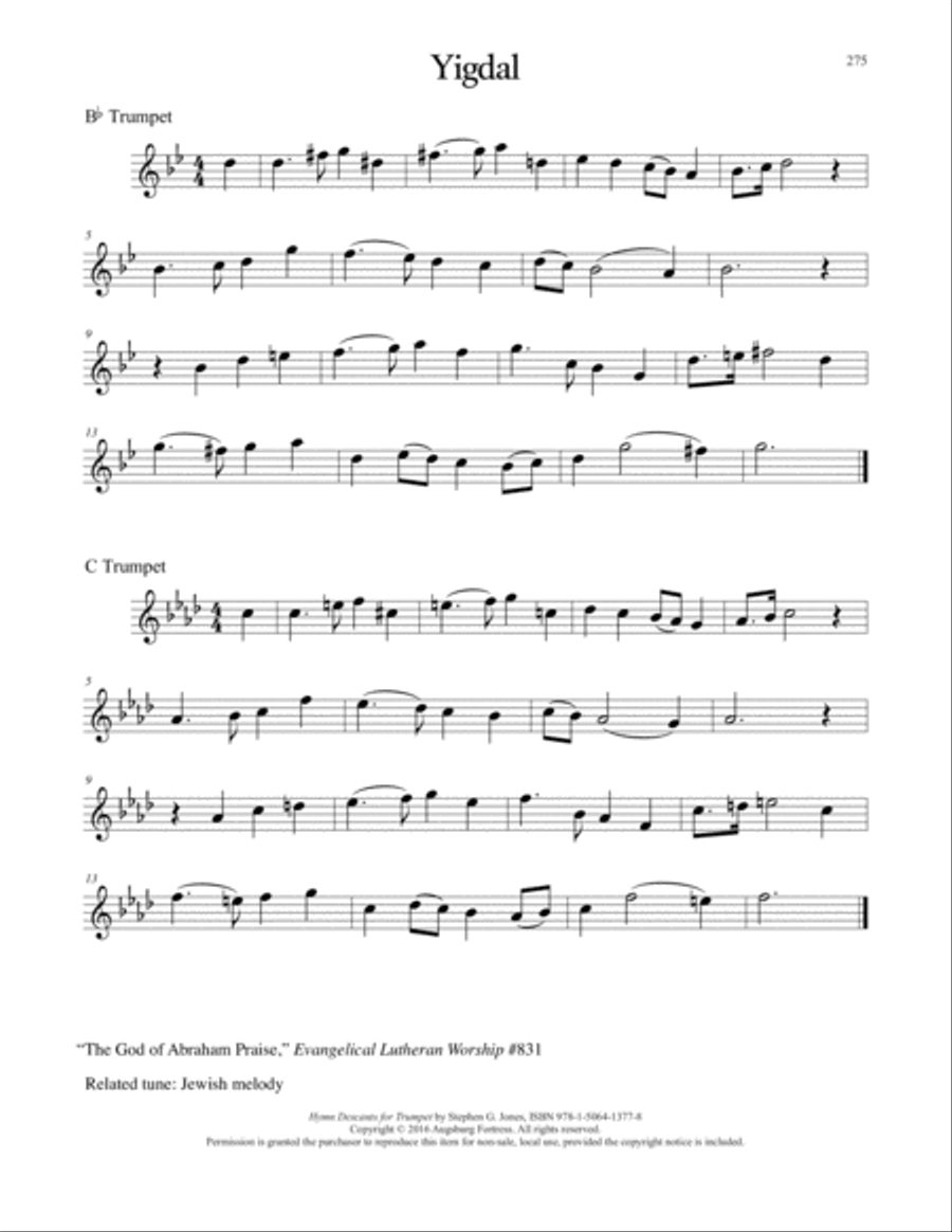 Hymn Descants for Trumpet C Trumpet scores gallery preview page 276