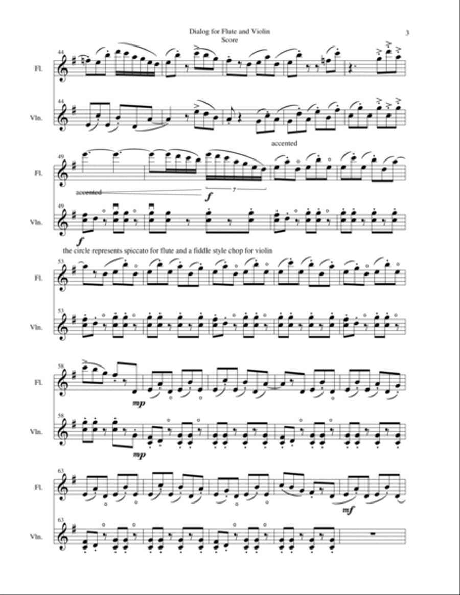 Dialog for Flute and Violin Flute scores gallery preview page 3