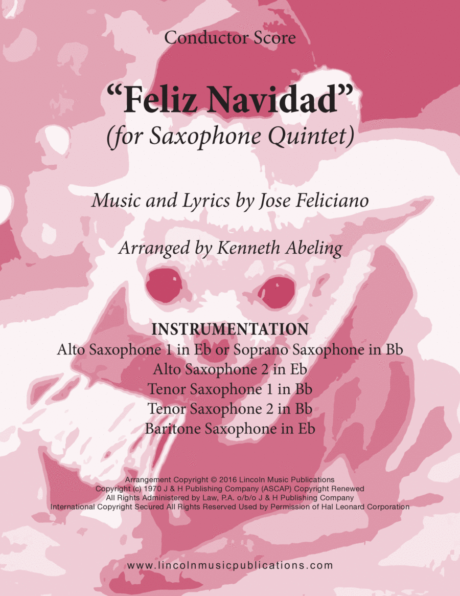Feliz Navidad Saxophone Quintet scores gallery preview page 1