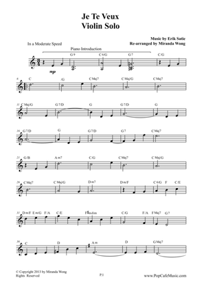 Je Te Veux - Wedding Music for Violin & Piano (Romantic Pop Version)