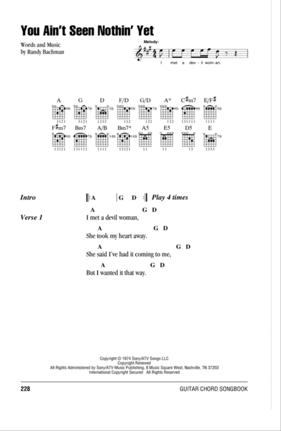 You Ain't Seen Nothin' Yet Acoustic Guitar scores gallery preview page 1
