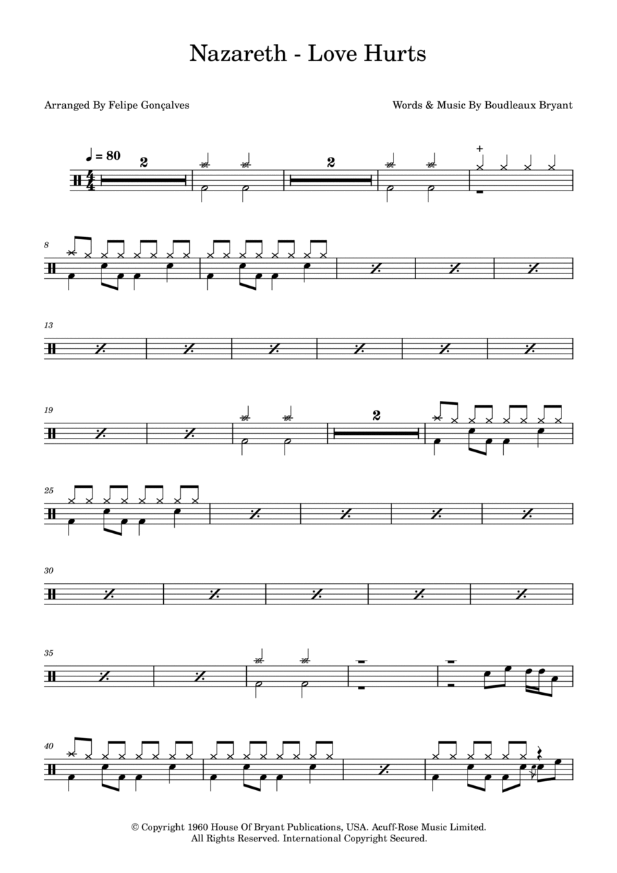 Love Hurts Love Hurts Drum Set scores gallery preview page 1