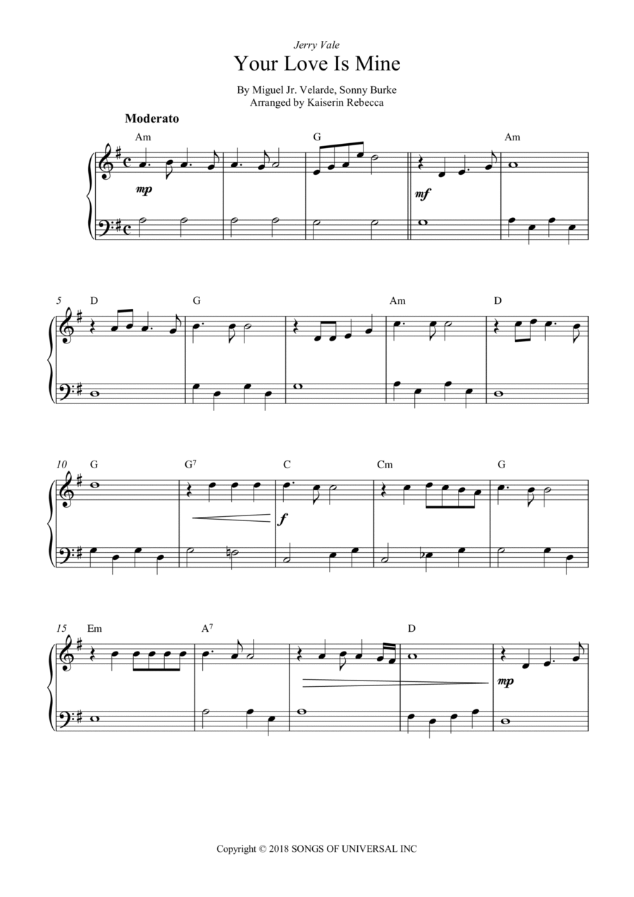 Your Love Is Mine Piano Method scores gallery preview page 1