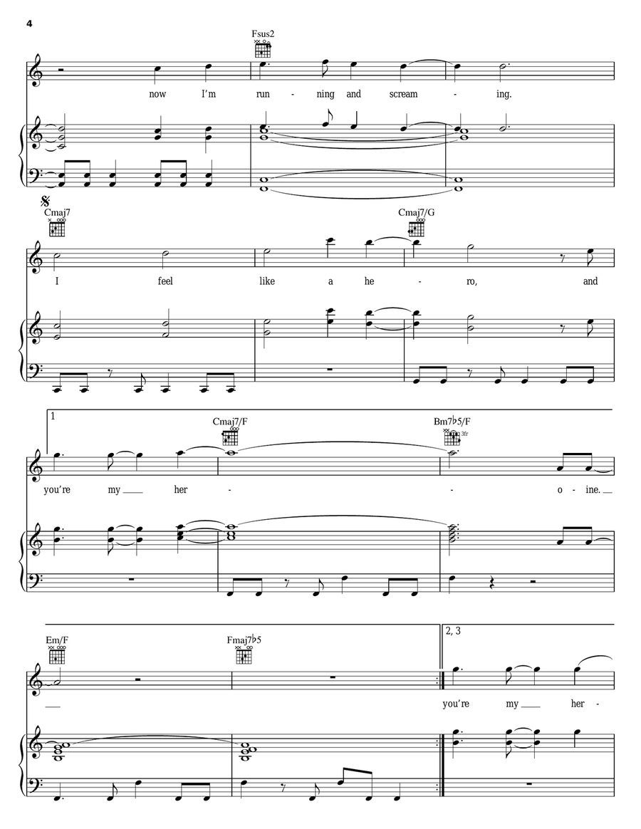 Hero/Heroine Piano, Vocal, Guitar scores gallery preview page 4
