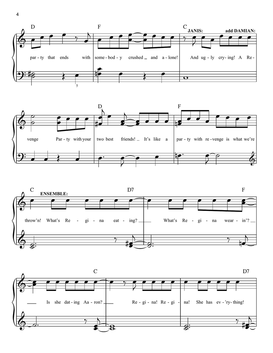 Revenge Party (from Mean Girls: The Broadway Musical) Easy Piano scores gallery preview page 4