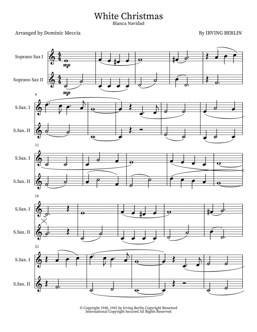 White Christmas Woodwind Duet scores gallery preview page 1