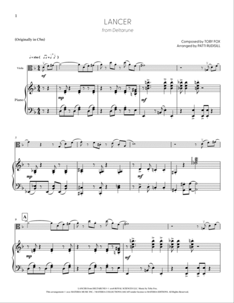 Lancer (from DELTARUNE) (for Solo Viola with Piano Accompaniment) Piano Accompaniment scores gallery preview page 2
