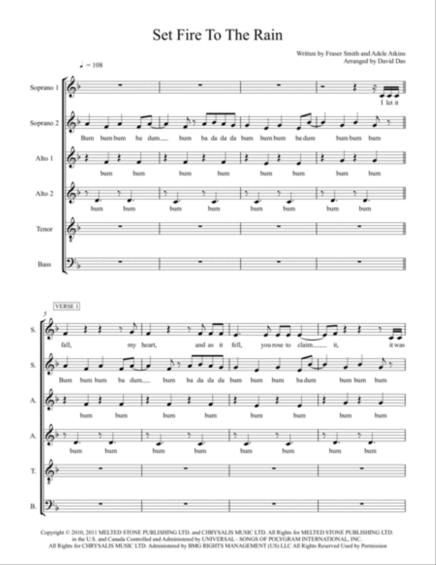 Set Fire To The Rain Divisi scores gallery preview page 2