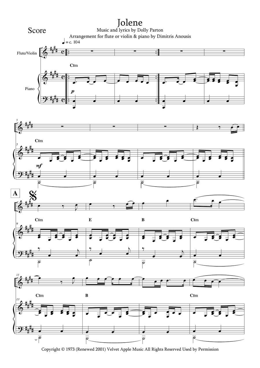 Jolene Flute scores gallery preview page 5