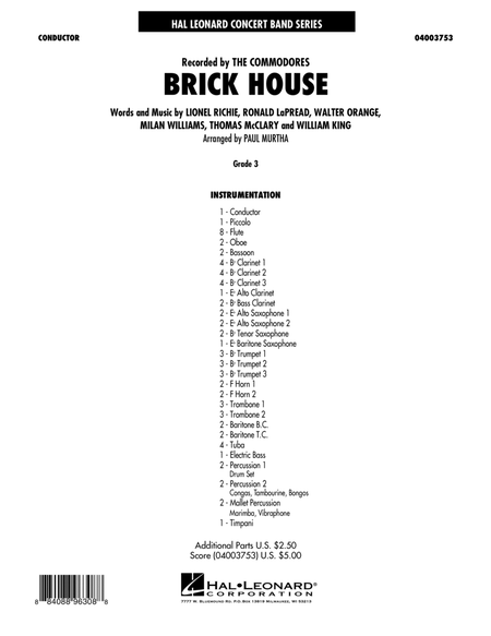 Brick House - Conductor Score (Full Score) by The Commodores Concert Band - Digital Sheet Music