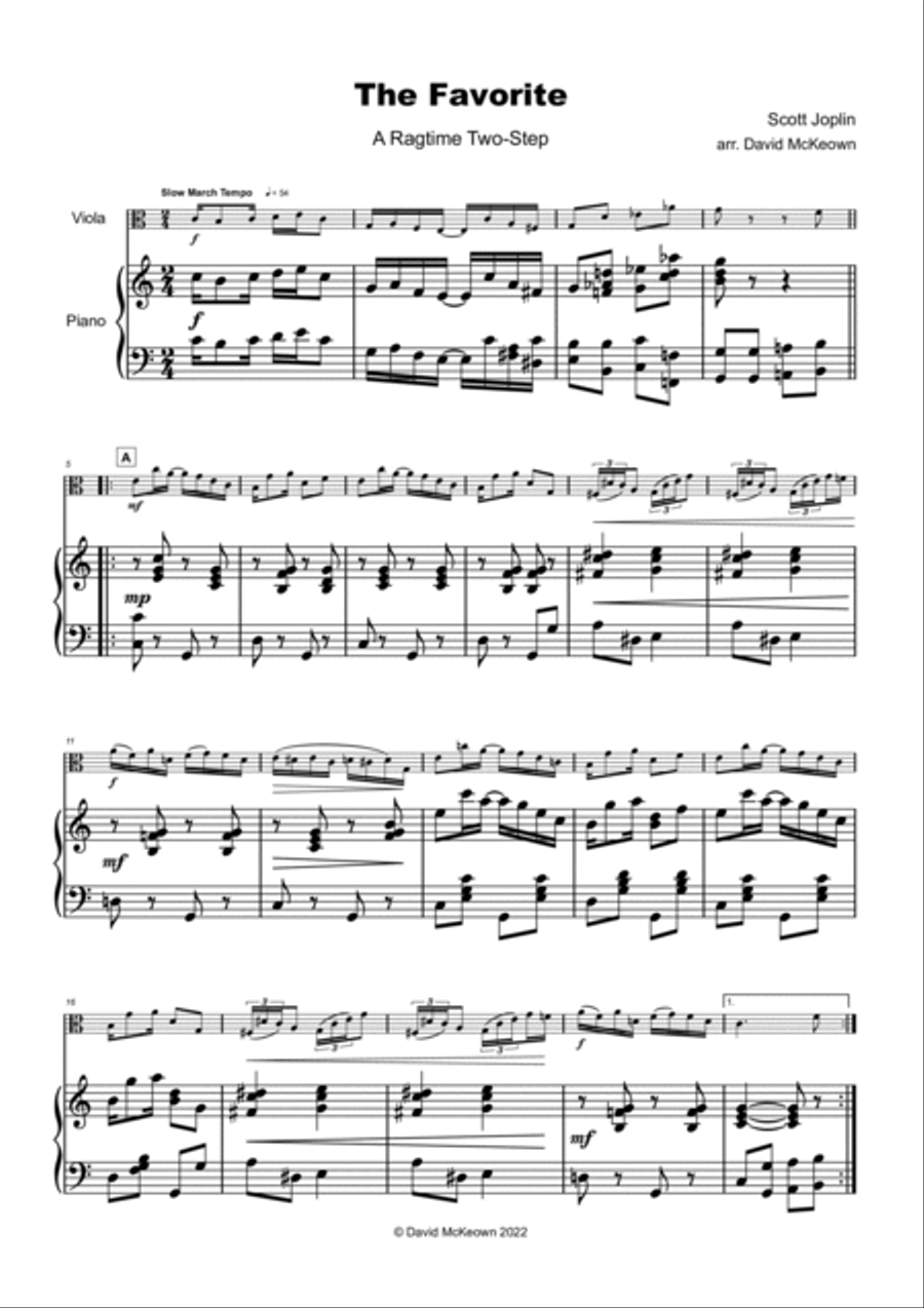The Favorite for solo Viola and Piano Piano scores gallery preview page 2