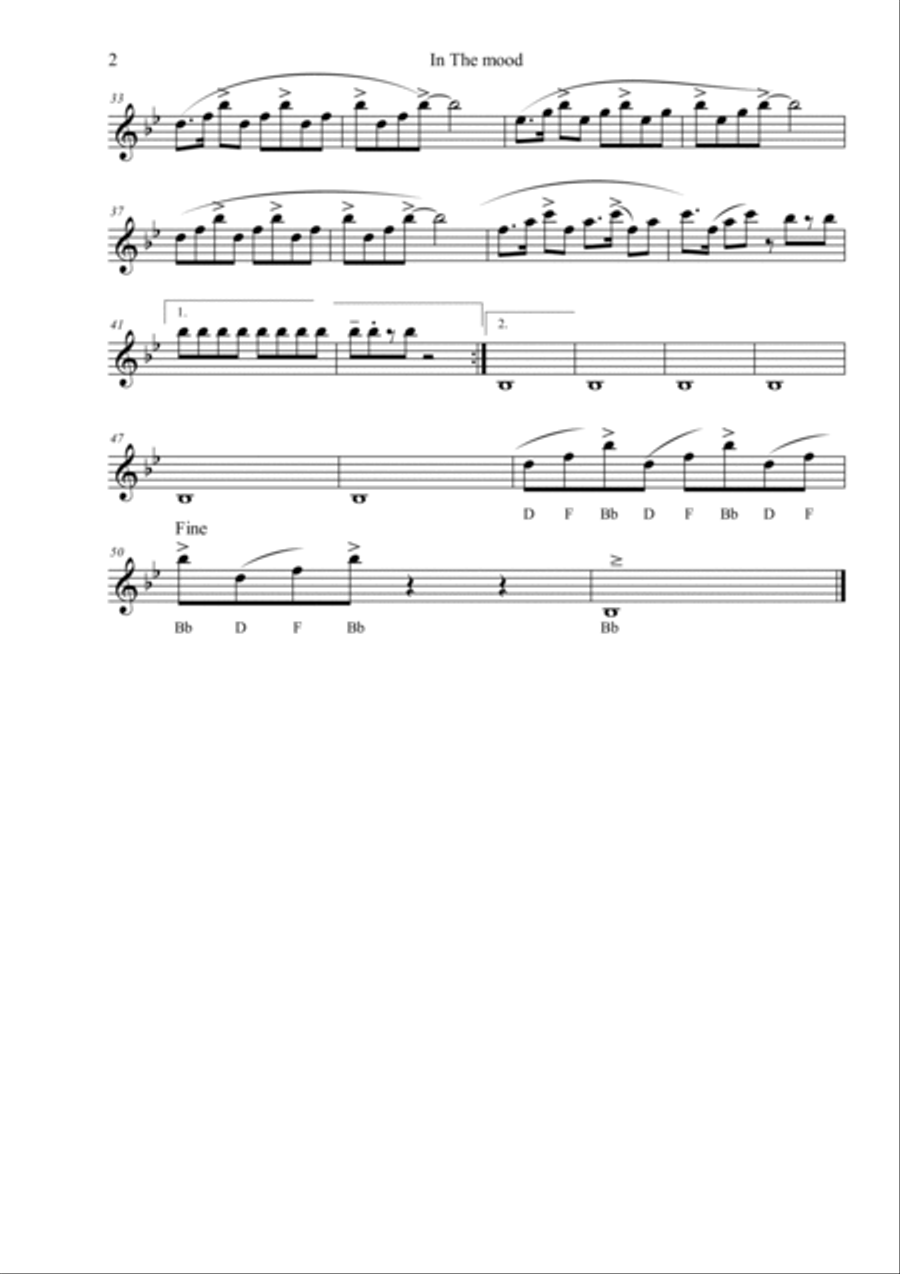 In The Mood Tenor Saxophone scores gallery preview page 2