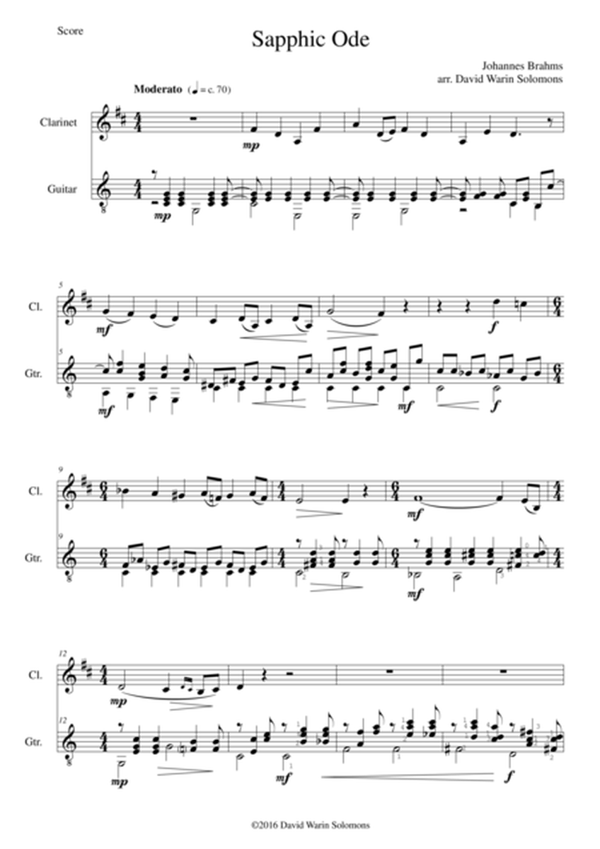 Sapphic Ode for clarinet and guitar image number null