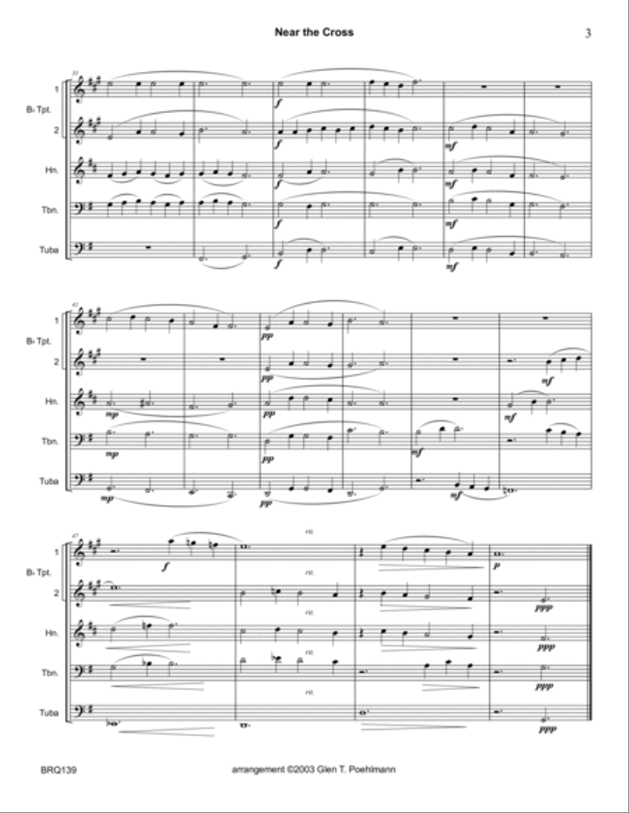 NEAR THE CROSS - BRASS QUINTET (unaccompanied) Brass Quintet scores gallery preview page 3