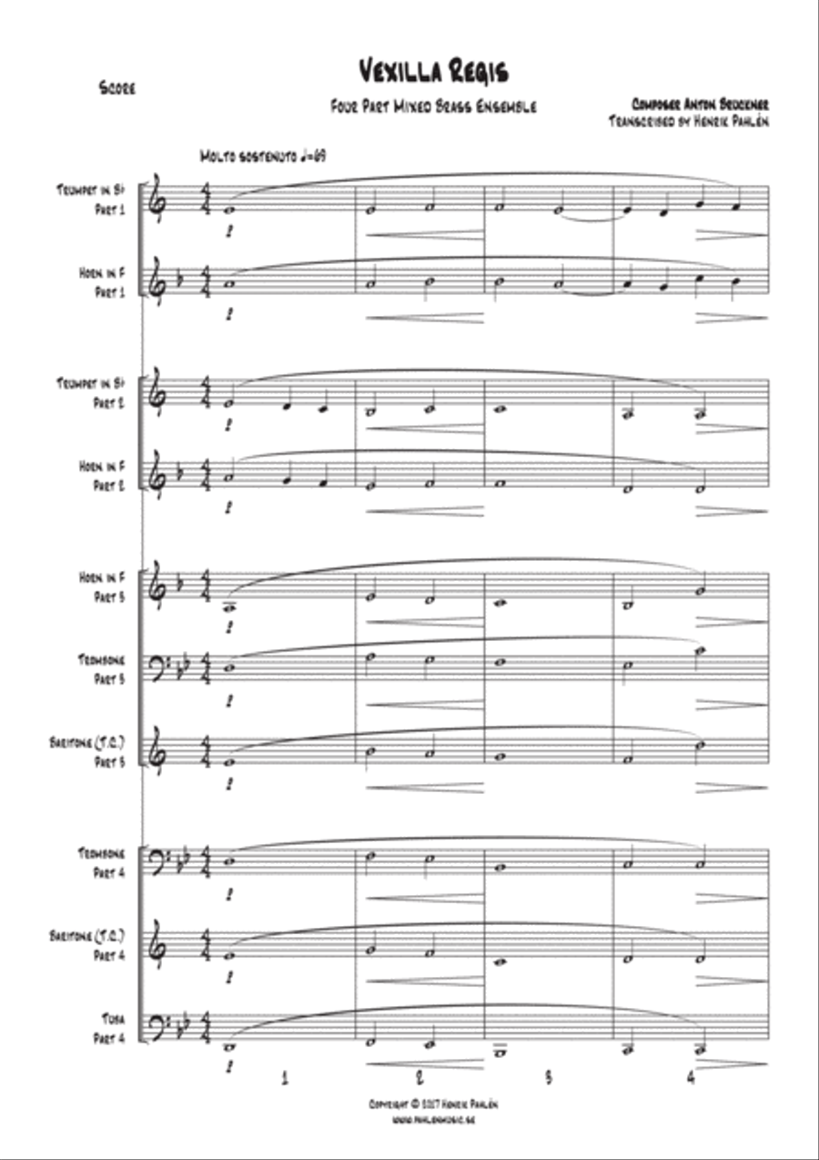 Vexilla Regis for Brass Ensemble Brass Ensemble scores gallery preview page 2