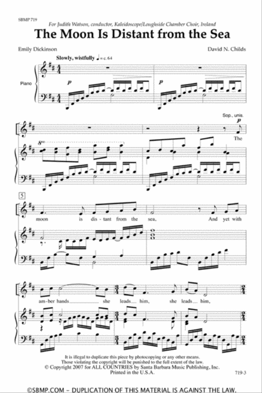 The Moon is Distant from the Sea - SSAA Octavo SSAA scores gallery preview page 2