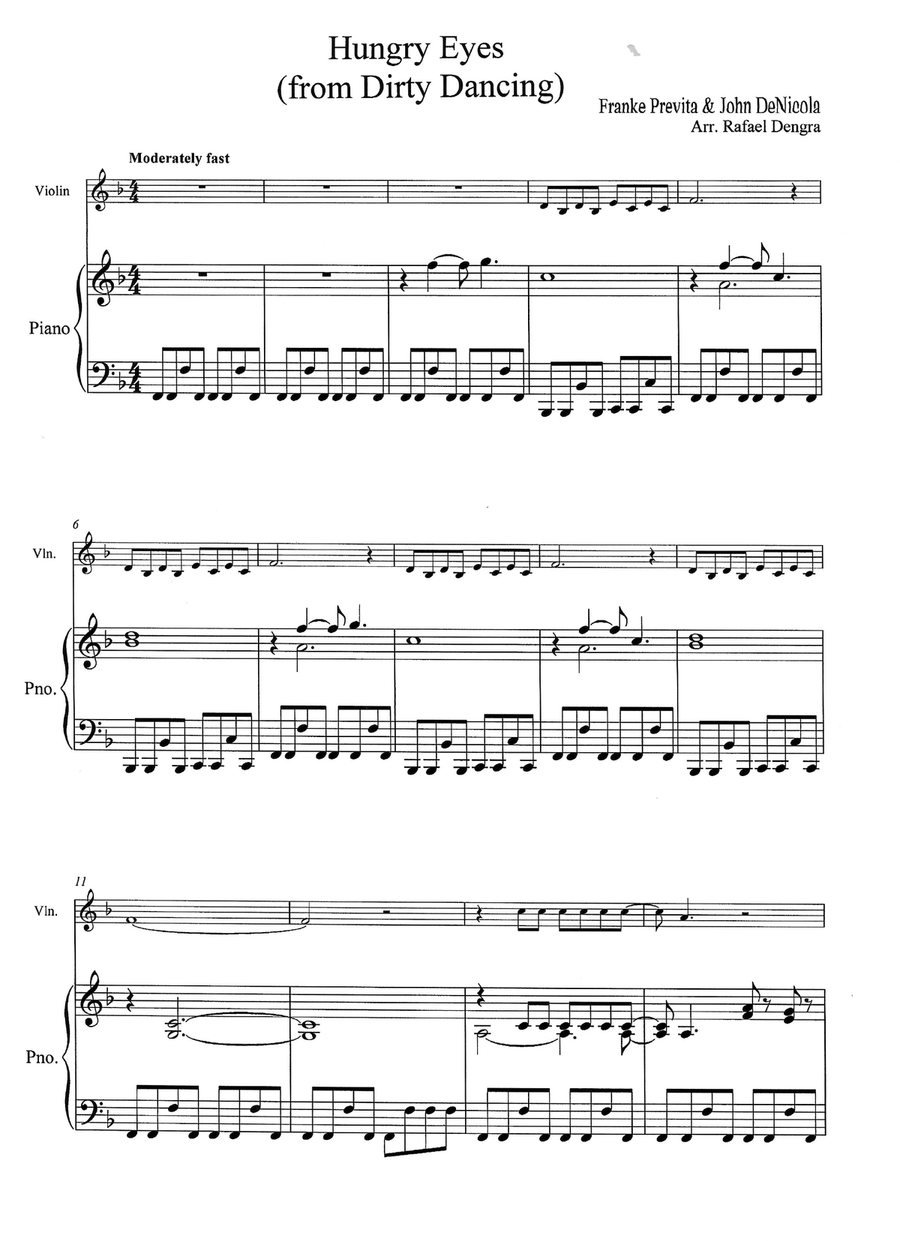 Hungry Eyes Violin Solo scores gallery preview page 1