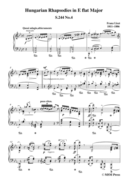 Liszt-Hungarian Rhapsodies,S.244 No.4 in E flat Major,for piano image number null