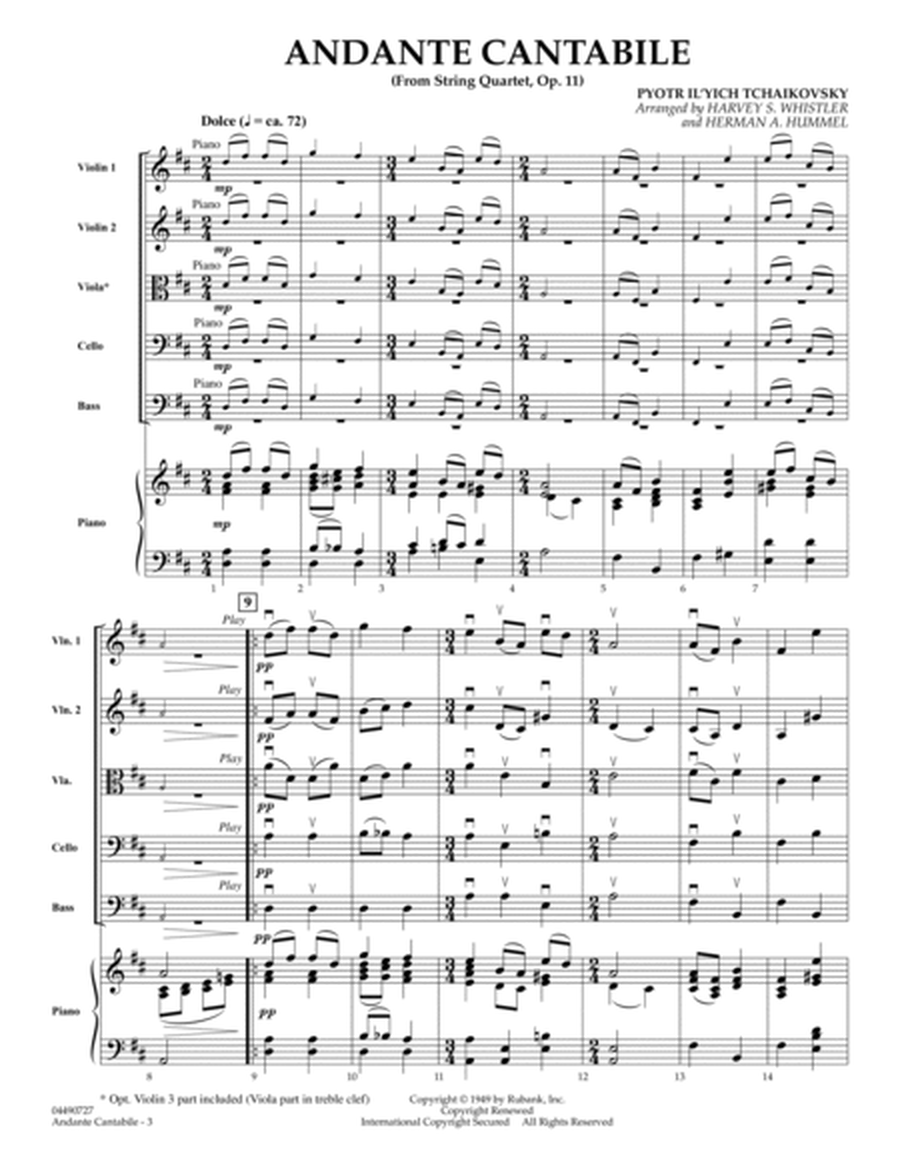 Andante Cantabile (from String Quartet, Op. 11) - Full Score