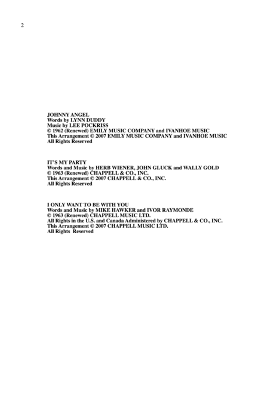 '60s Chicks (A Medley) Choir scores gallery preview page 1