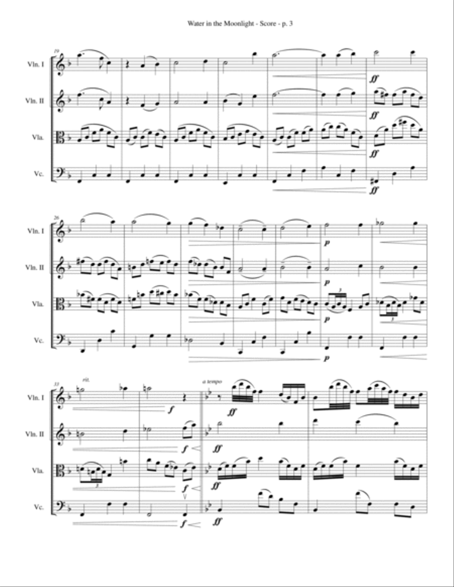 Thomas Wiggins - Water in the Moonlight - Black Composers, Classical Quartets String Quartet scores gallery preview page 3