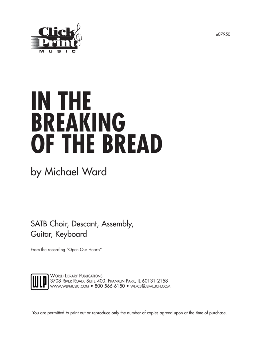 In the Breaking of the Bread | Download Edition 4-Part scores gallery preview page 1