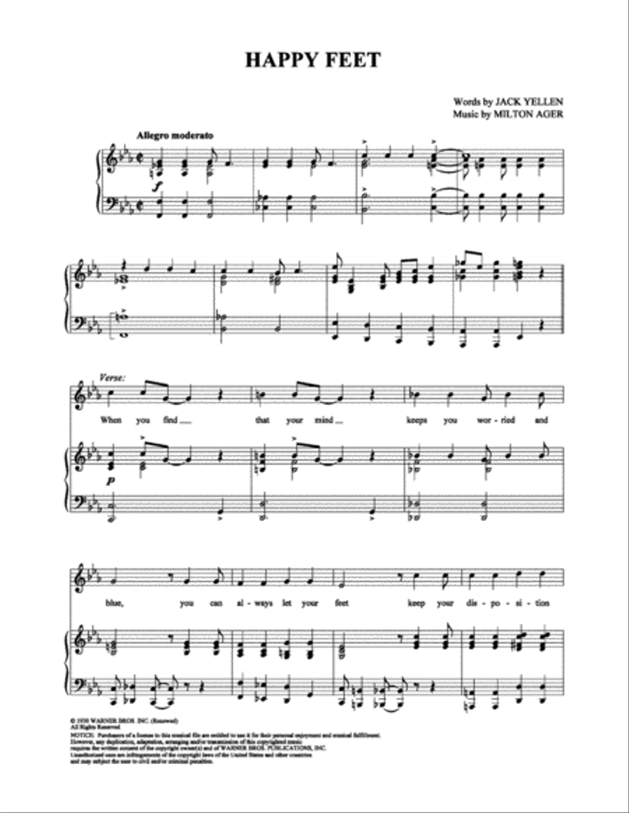 Happy Feet Piano, Vocal, Guitar scores gallery preview page 1