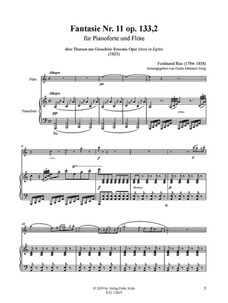 Fantasie Nr. 11 für Pianoforte und Flöte op. 133,2 (über Themen aus Rossinis Oper "Mosè in Egitto")