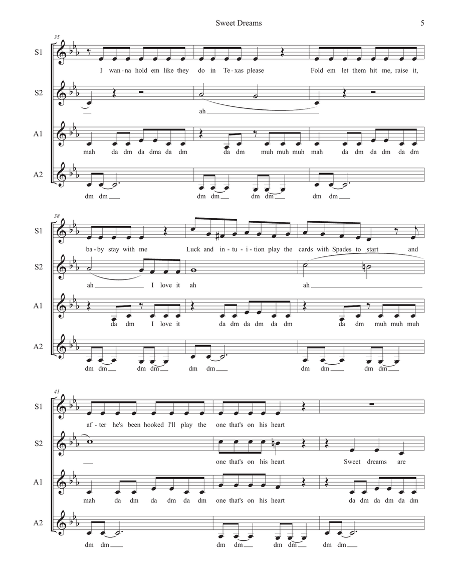 Medley: Sweet Dreams (Are Made Of This) with Poker Face SSAA scores gallery preview page 5