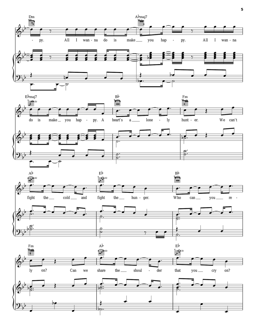 Make You Happy Piano, Vocal, Guitar scores gallery preview page 5