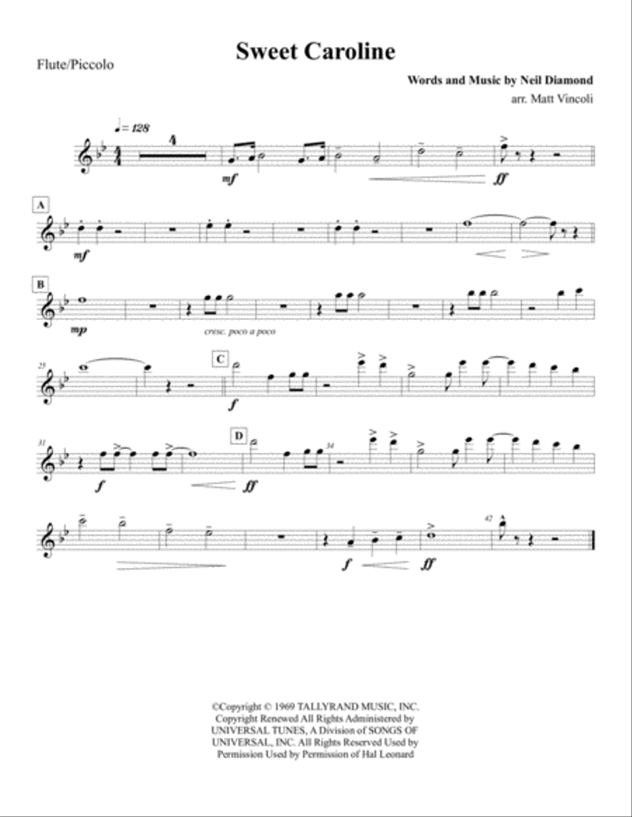 Sweet Caroline Marching Band scores gallery preview page 6