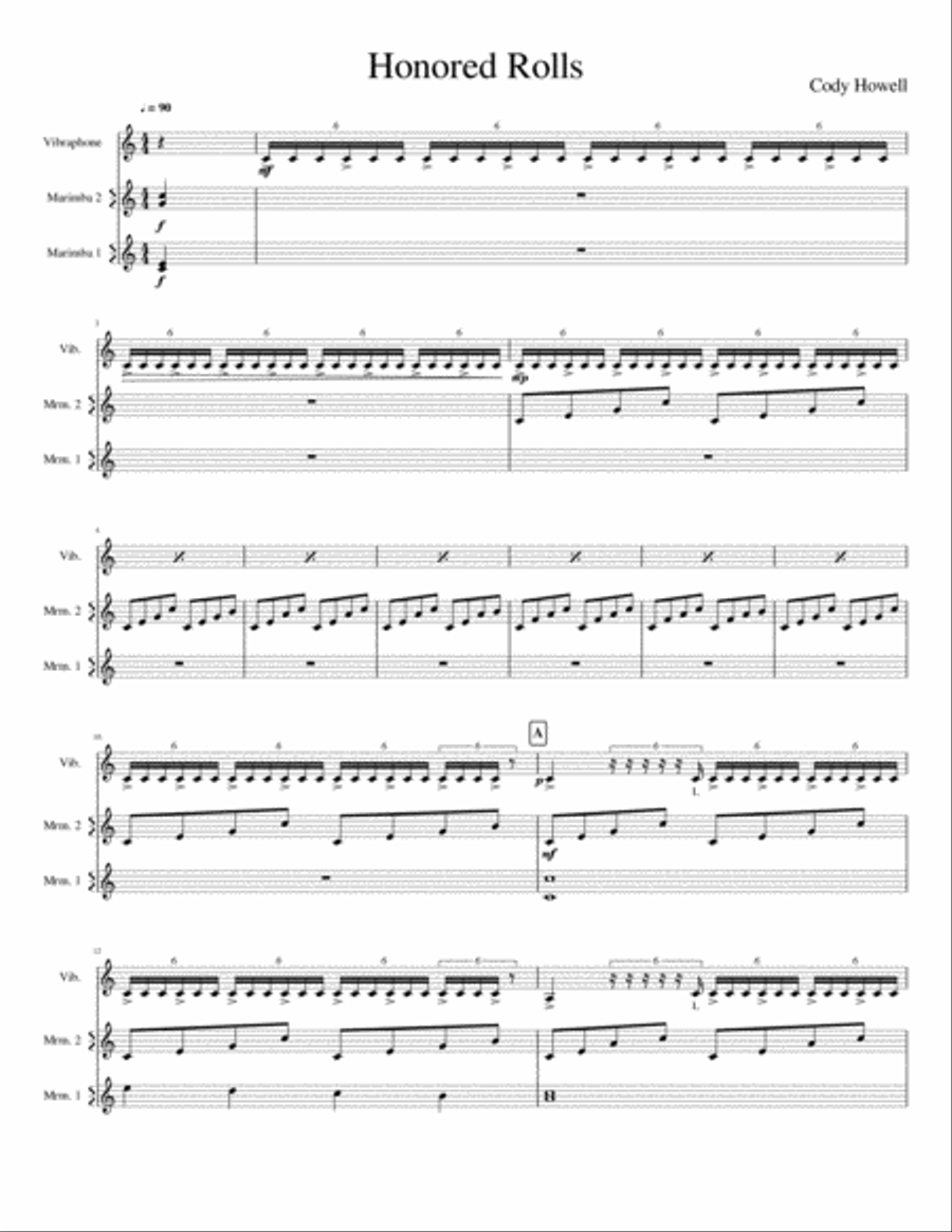 Honored Rolls Honored Rolls Percussion Ensemble scores gallery preview page 1