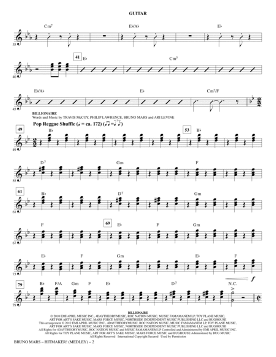 Bruno Mars: Hitmaker! (Medley) - Guitar Choir scores gallery preview page 2