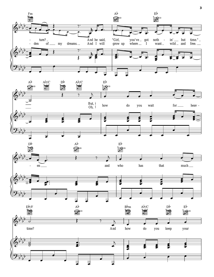 Born To Fly Piano, Vocal, Guitar scores gallery preview page 3