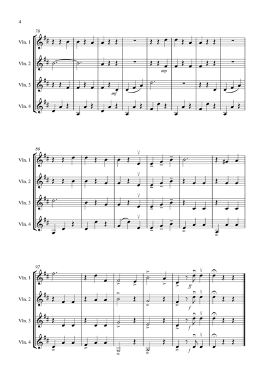 The Blue Danube for Violin Quartet The Blue Danube for Violin Quartet Small Ensemble scores gallery preview page 4