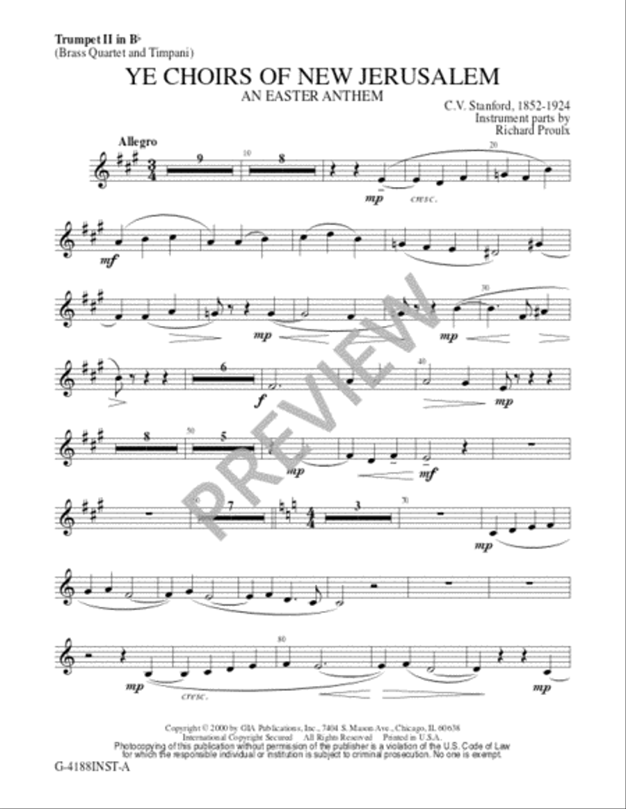Ye Choirs of New Jerusalem - Brass Quartet edition Trombone scores gallery preview page 6