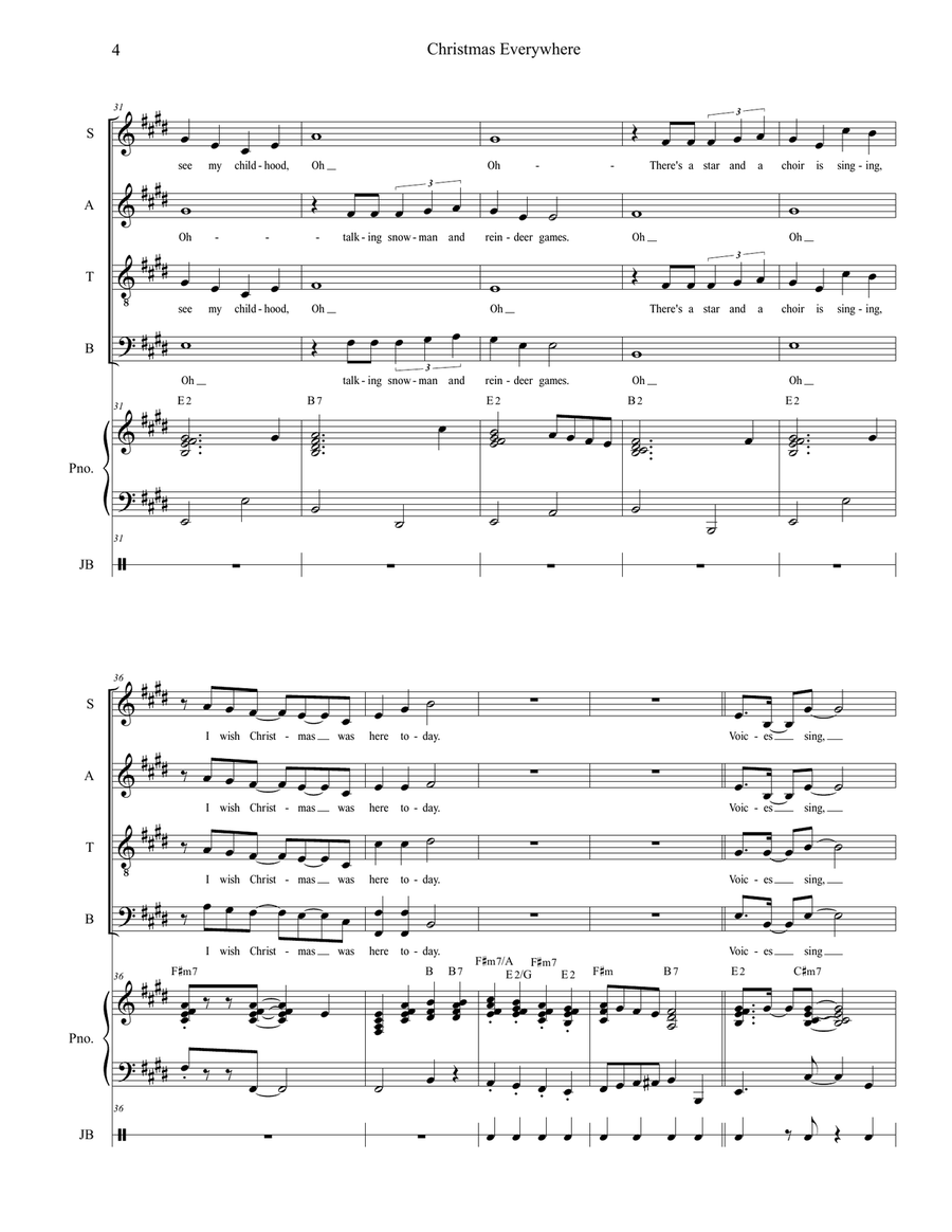 Christmas Everywhere (SATB) 4-Part scores gallery preview page 5