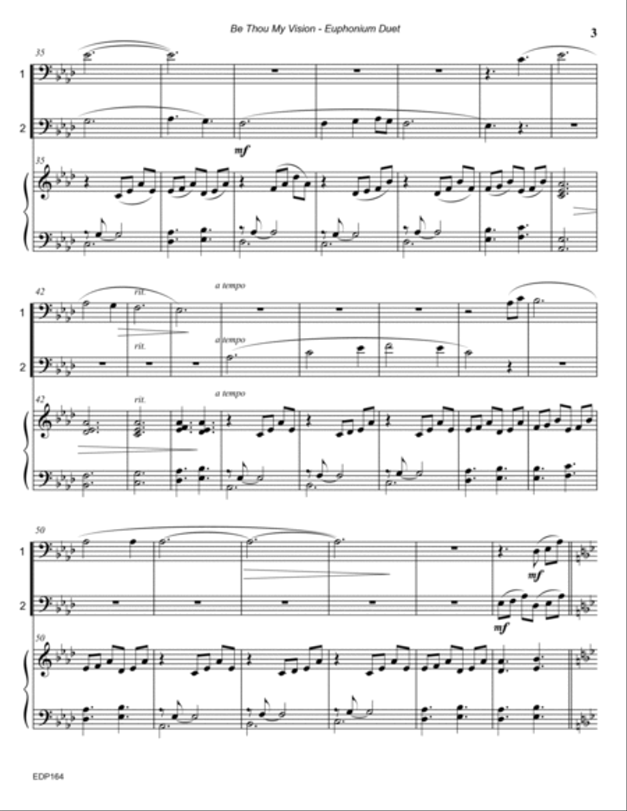 BE THOU MY VISION - EUPHONIUM DUET with Piano Accompaniment (or Baritone TC/Trombone) Brass Duet scores gallery preview page 3