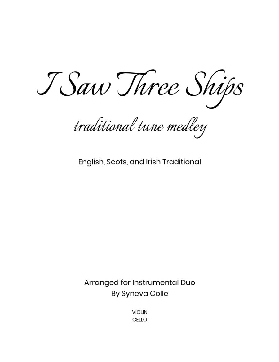 I Saw Three Ships - Traditional Tune Medley String Duet scores gallery preview page 1