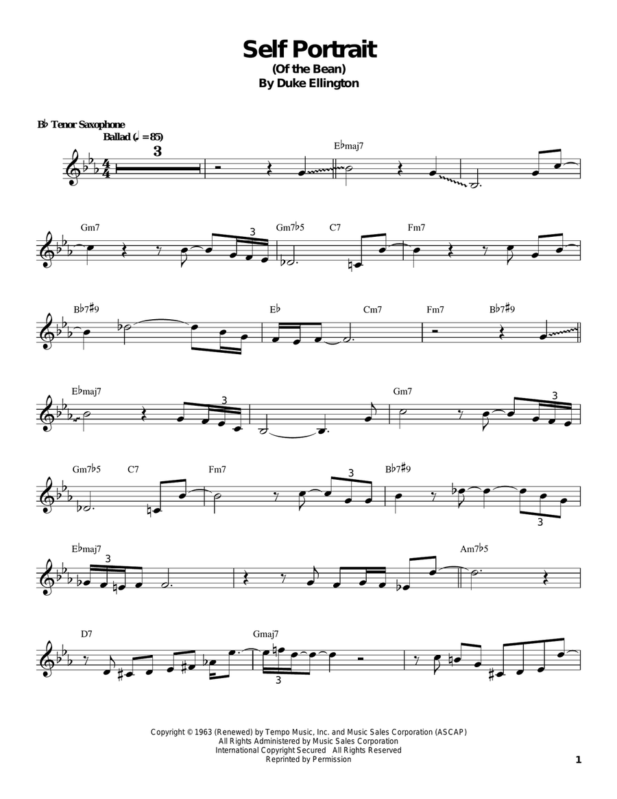 Self Portrait (Of The Bean) Tenor Saxophone scores gallery preview page 1